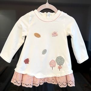 White winter 12 month dress Mayoral design condition. 93% cotton. Light pink.